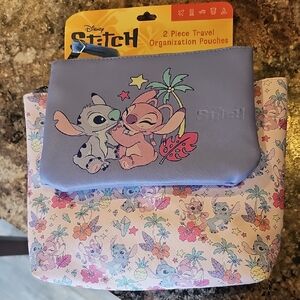 Disney Stitch Lavender and Pastel Floral Travel Pouch Set